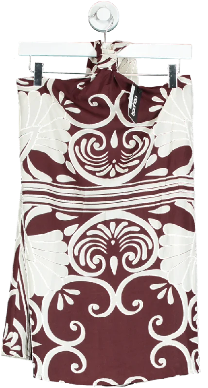 Boohoo Brown and White Strapless Mini Dress UK 10