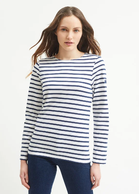 MINQUIERS MODERN - Authentic Breton Stripe Shirt | Soft Cotton | Men Fit (WHITE / NAVY)