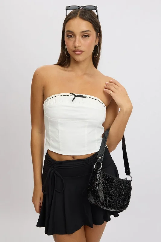 White Trimmed Tube Top